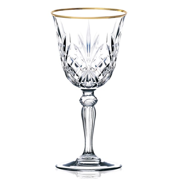 Lorren Home Trends Siena Collection Crystal Wine Glasses with Gold