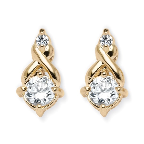 PalmBeach 2.62 TCW Round Cubic Zirconia Earrings in Yellow Gold Tone