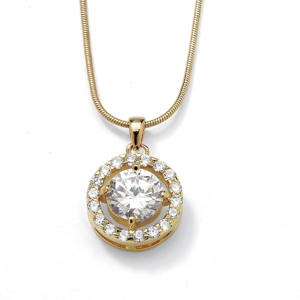 PalmBeach 3.24 TCW Round Cubic Zirconia Pendant Necklace in Yellow