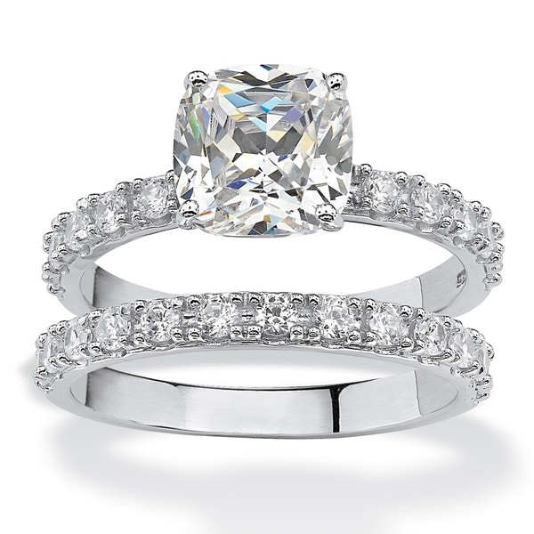 platinum over sterling silver 245ct tw princess cut cubic zirconia bridal ring set - Cubic Zirconia Wedding Ring Sets platinum over sterling silver 245ct tw princess cut cubic zirconia bridal ring set - Cubic Zirconia Wedding Ring Sets