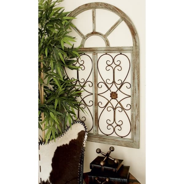 slide 1 of 7, Brown Iron Rustic Wall Decor Ornamental 46 x 29 x 1