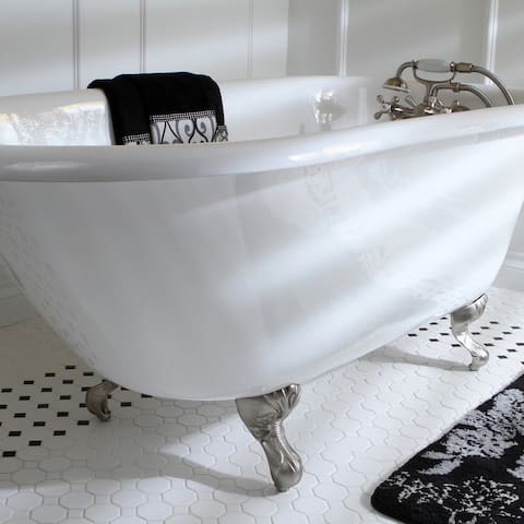 Classic Roll Top Petite 54-inch Cast Iron Clawfoot Tub with Tub Wall Drilling