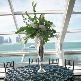 Fluted Hand-Blown Silver Large Glass Vase