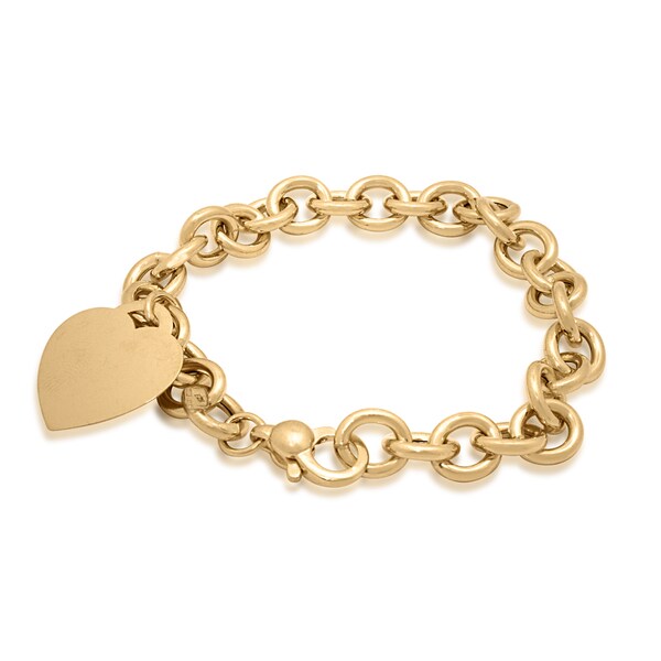 Shop Gioelli 14k Yellow Gold Heart Tag Designer Bracelet - Free ...