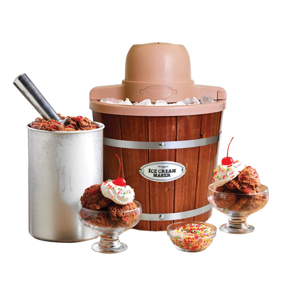 Nostalgia ICMP200WD Old Fashioned 2-quart Wood Ice Cream Maker