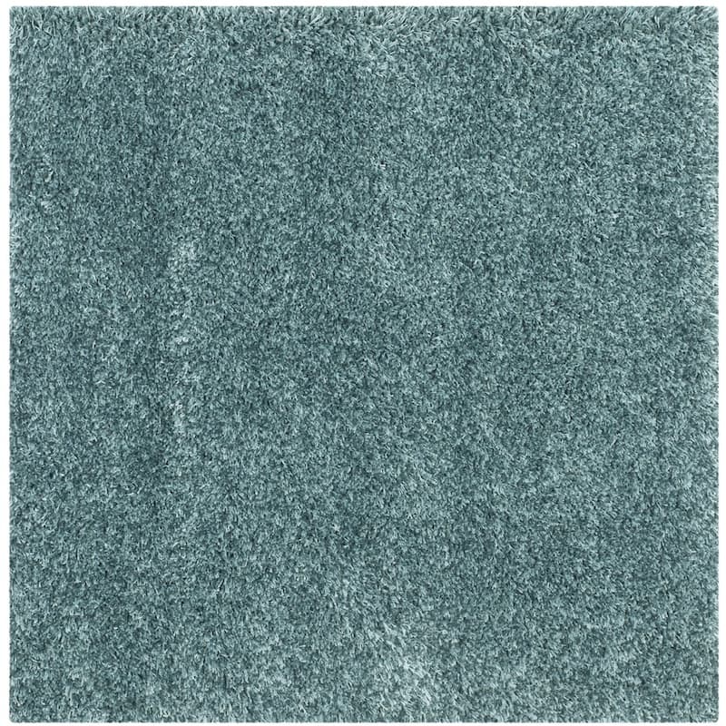 SAFAVIEH New York Shag Ruslana 1.2-inch Thick Rug - 4'  x  4' - Turquoise/Turquoise - Square/Runner