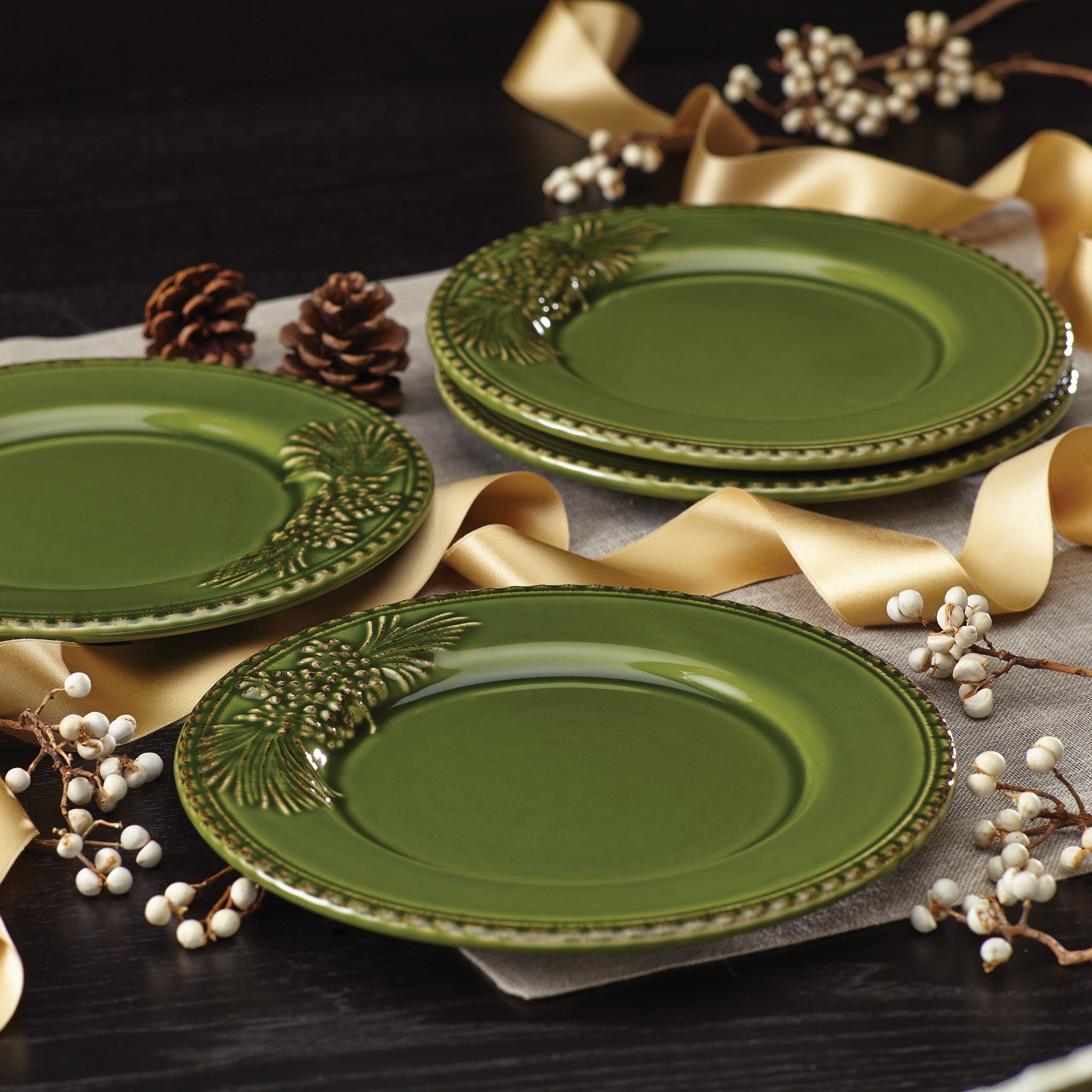 BonJour Dinnerware Sierra Pine Forest 4-piece Stoneware Salad Plate Set