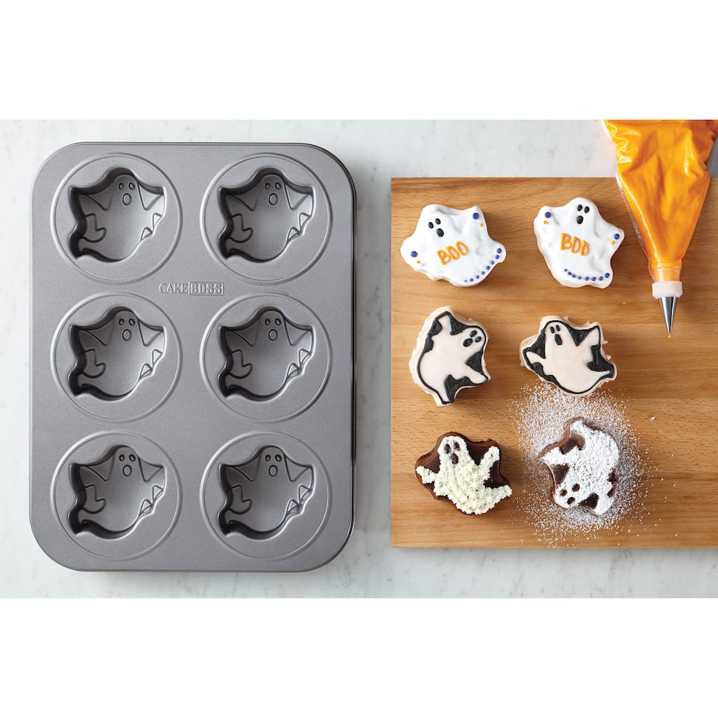 Cake Boss Novelty Bakeware Nonstick 6-cup Grey Ghost Cakelette Pan