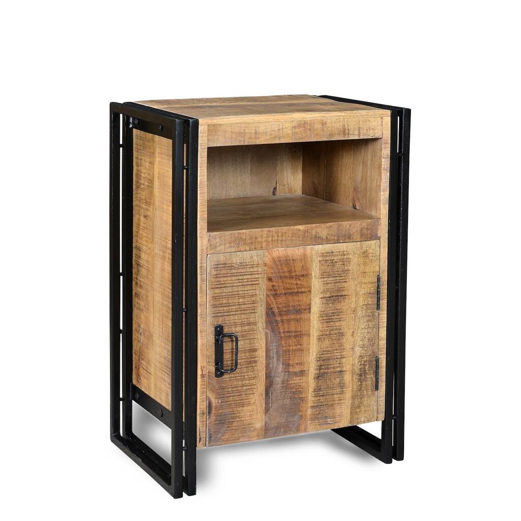 Handmade Industrial Reclaimed Wood and Iron End Table (India) - 32" x 22" x 16"