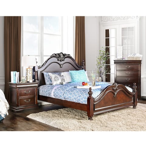Furniture of America Diva Cherry Solid Wood Panel 3-piece Bedroom Set