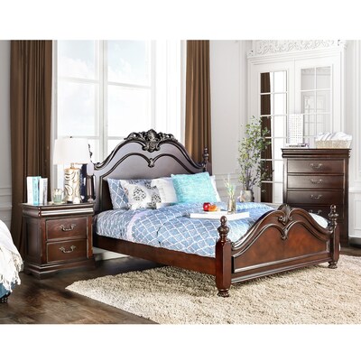 Furniture of America Diva Cherry Solid Wood Four Poster Bed - On Sale ...