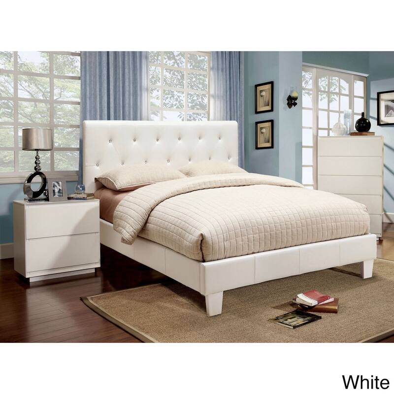 Furniture of America Lury Modern Faux Leather Tufted Platform Bed