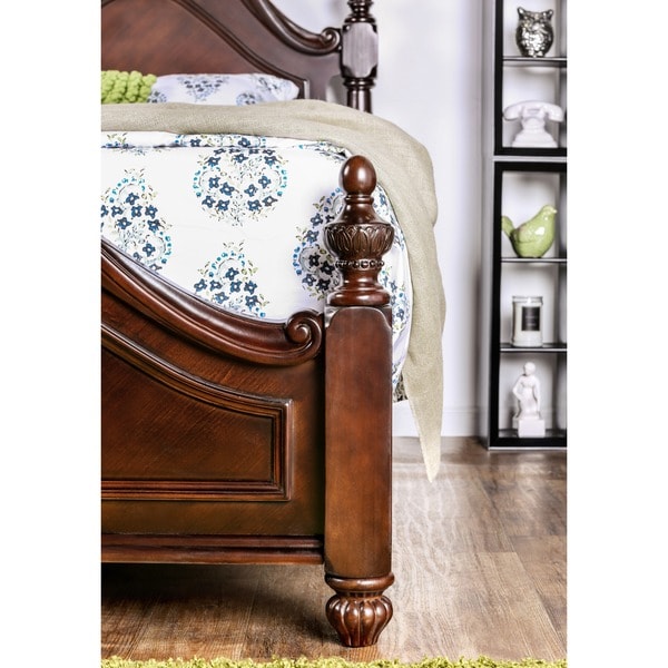 Furniture of America Diva Cherry Solid Wood Four Poster Bed On