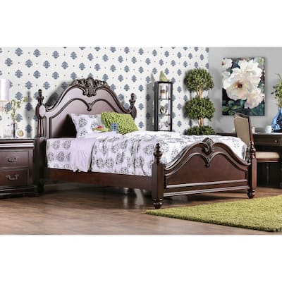 Furniture of America Diva Cherry Solid Wood Four Poster Bed