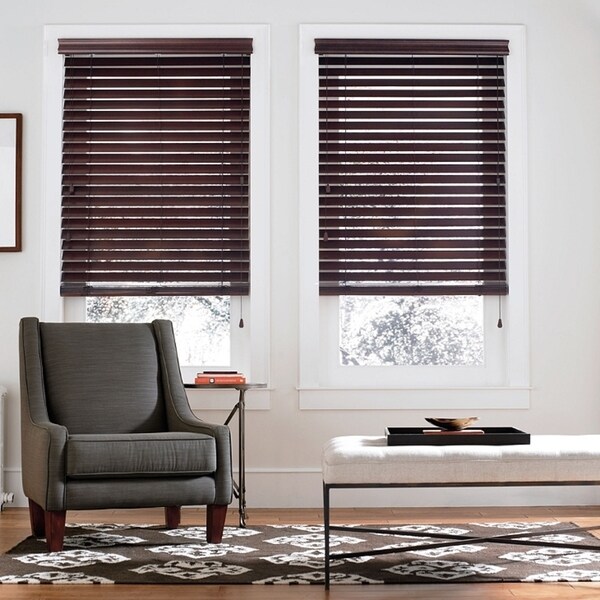 Shop Basswood 2inch Mahogany Wood Blinds Free Shipping Today