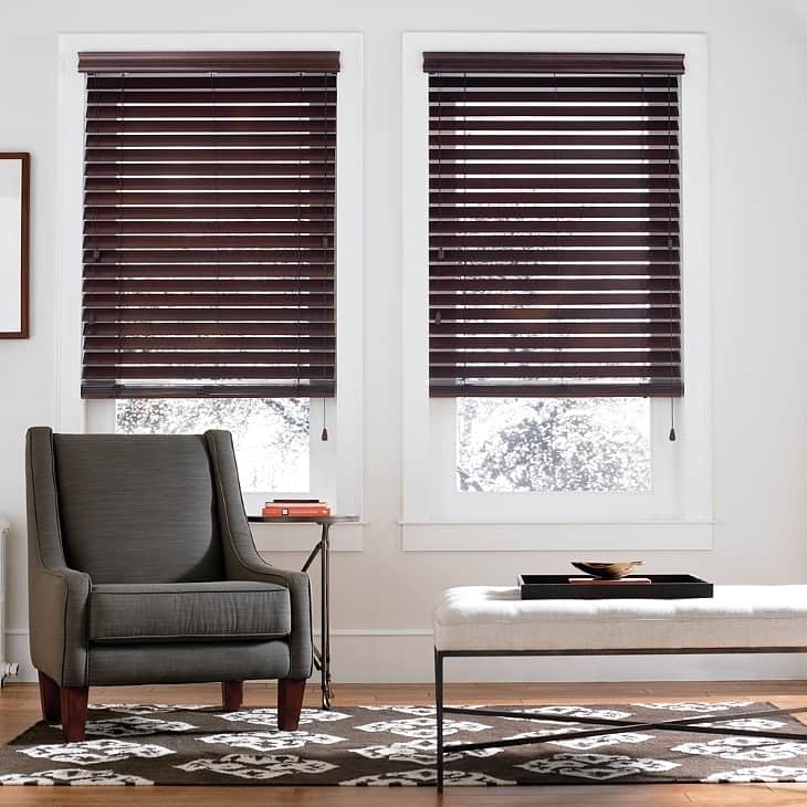 Basswood 2-inch Mahogany Wood Blinds