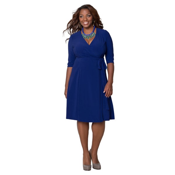 Shop Kiyonna Women's Plus Size Cobalt Blue Essential Wrap Dress - Free ...