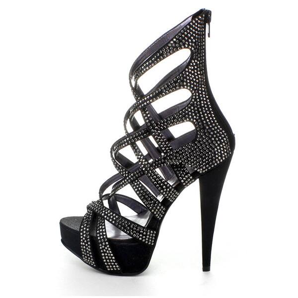 Ellie Shoes Women's Rhinestone Heeled Sandal - 6" Heel Clear Platform
