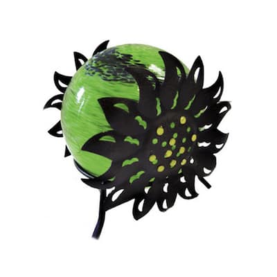 Solar Glass Silho Sunflower with Green Light