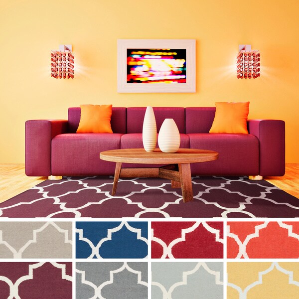 Hand-Woven Jessica Trellis Reversible Flatweave Wool Area Rug (5' x 8')