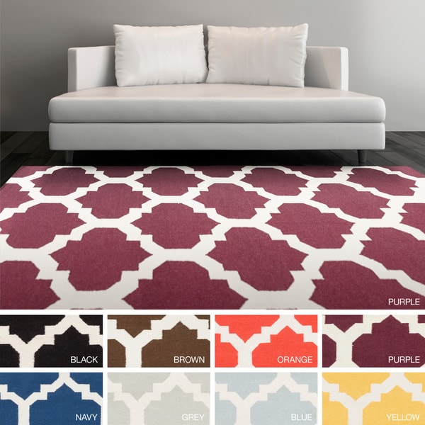 Hand-Woven Kate Moroccan Trellis Reversible Flatweave Wool Rug (8' x 10')