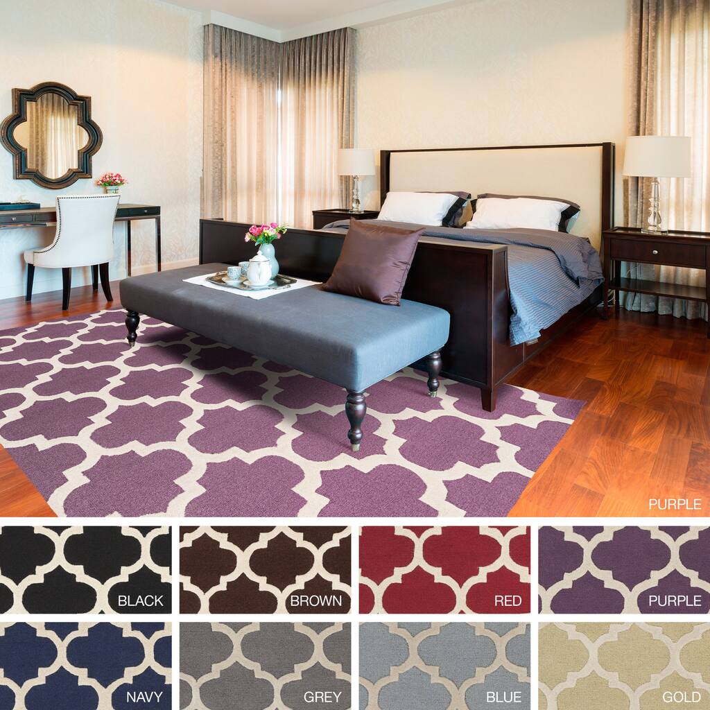 Hand-Tufted Opal Moroccan Trellis Wool Rug