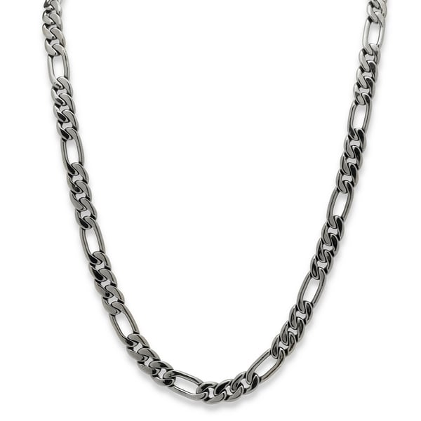 Shop Men's Black Ruthenium-Plated Figaro-Link Chain Necklace (10.5mm ...