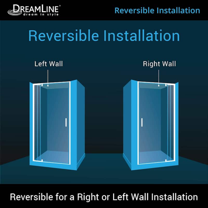DreamLine Flex 36 in. D x 36 in. W x 74 3/4 in. H Pivot Shower Door and Shower Base Kit - 36" x 36"