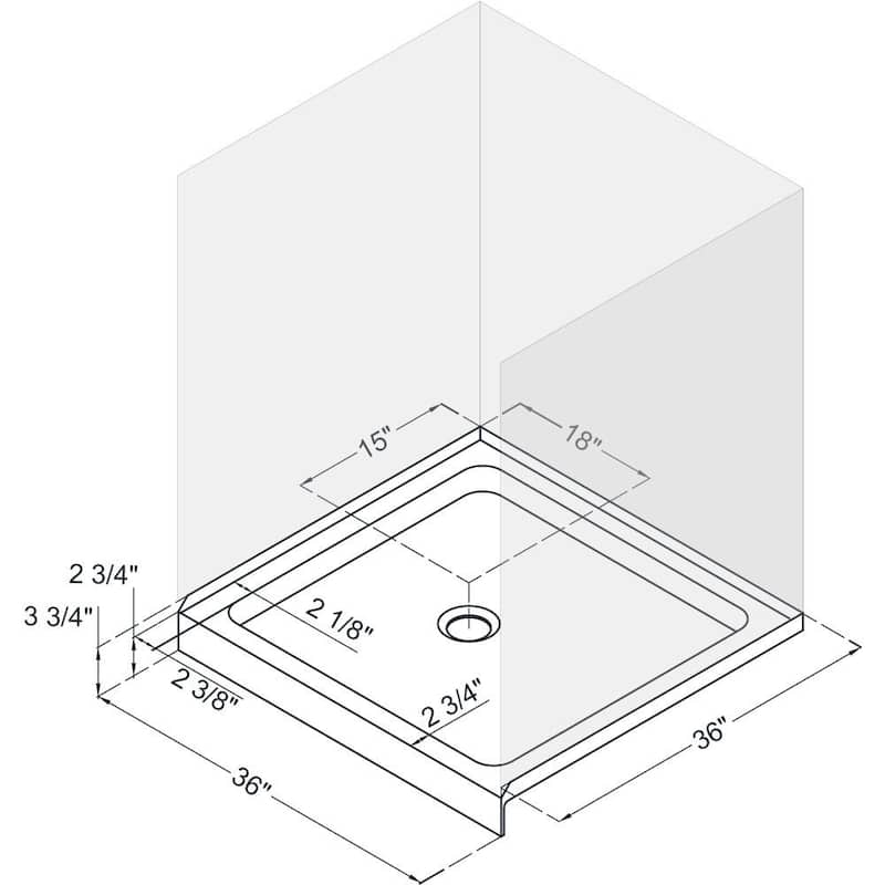 DreamLine Flex 36 in. D x 36 in. W x 74 3/4 in. H Pivot Shower Door and Shower Base Kit - 36" x 36"