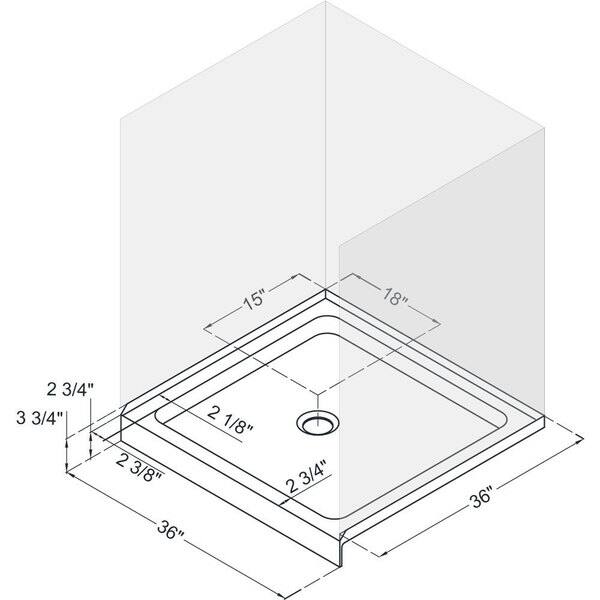dimension image slide 1 of 3, DreamLine Flex 36 in. D x 36 in. W x 74 3/4 in. H Pivot Shower Door and Shower Base Kit - 36" x 36"