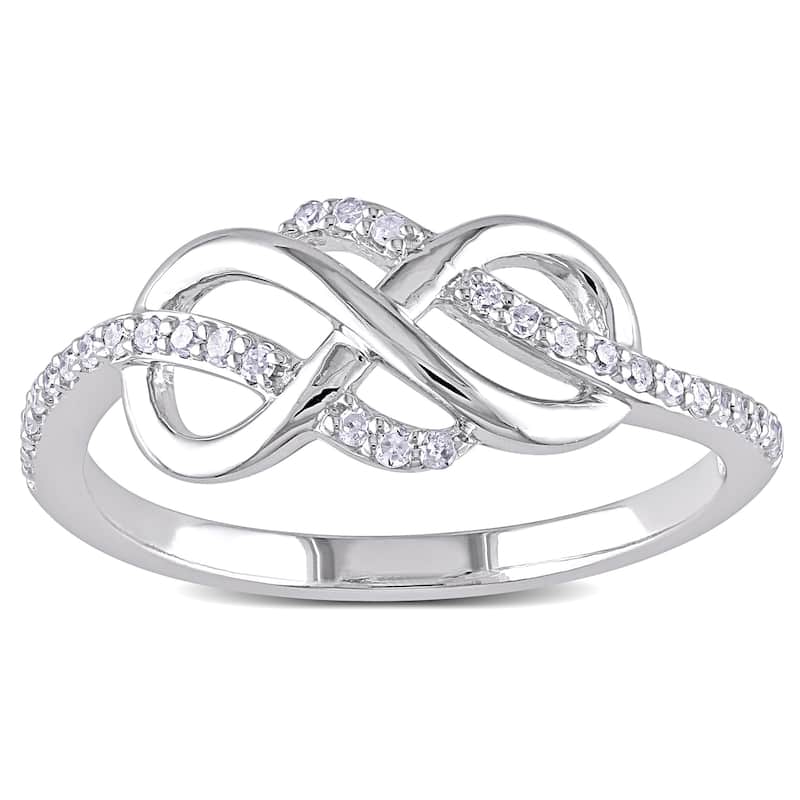 Miadora 10k White Gold 1/6ct TDW Diamond Infinity Ring