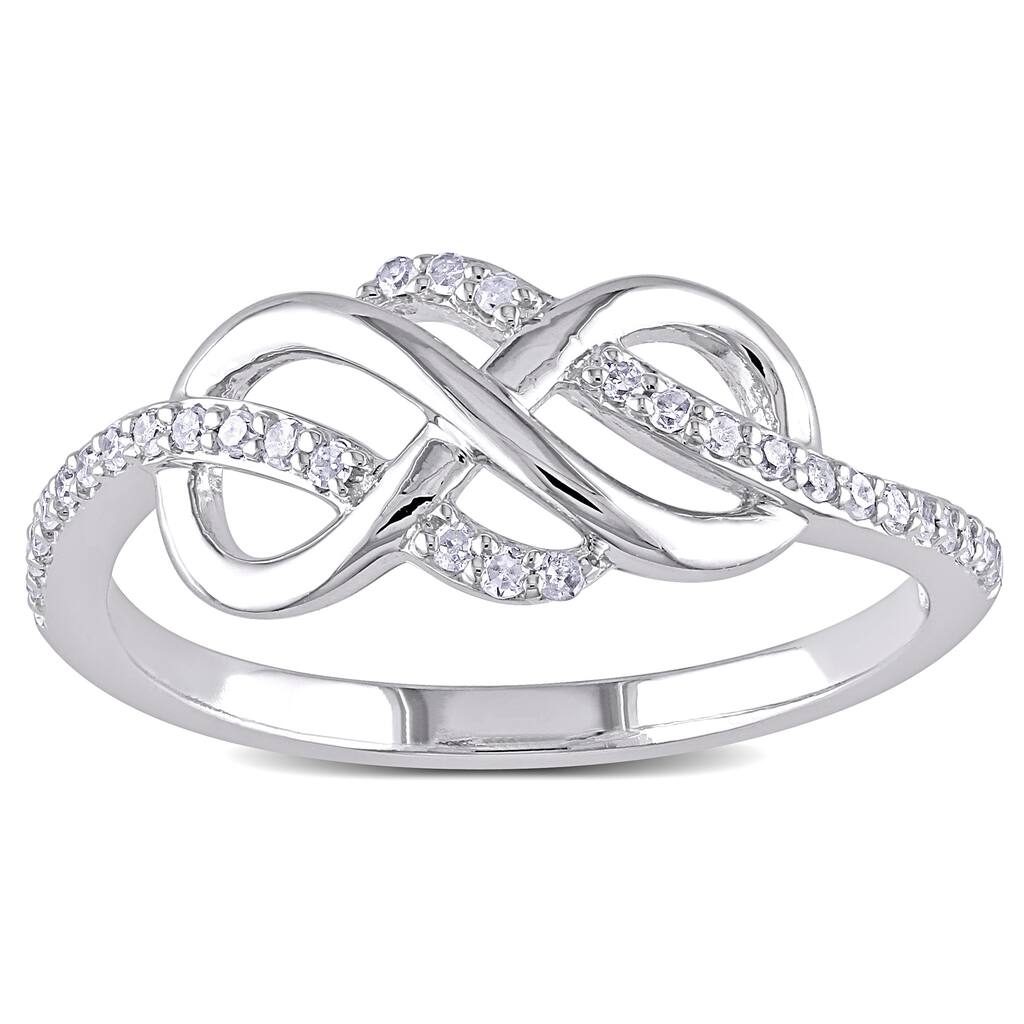 Miadora 10k White Gold 1/6ct TDW Diamond Infinity Ring