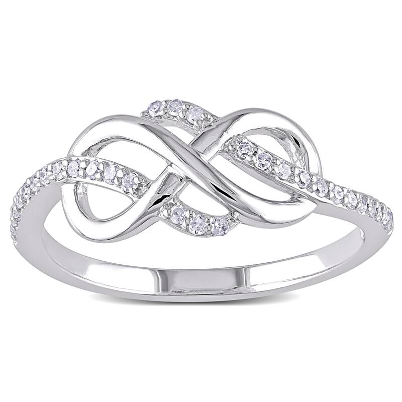Miadora 10k White Gold 1/6ct TDW Diamond Infinity Ring - 5
