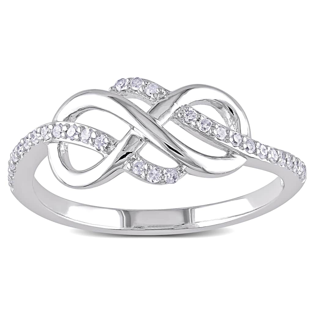 Miadora 10k White Gold 1/6ct TDW Diamond Infinity Ring