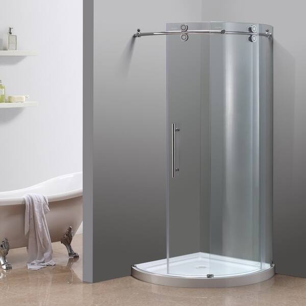 Shop Aston Orbitus 40 Inch Frameless Chrome And Glass Left Opening