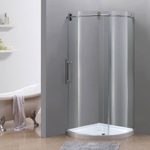 Shop Aston Orbitus 40 Inch Frameless Chrome And Glass Left