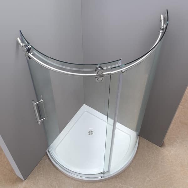 Shop Aston Orbitus 40 Inch Frameless Chrome And Glass Left Opening
