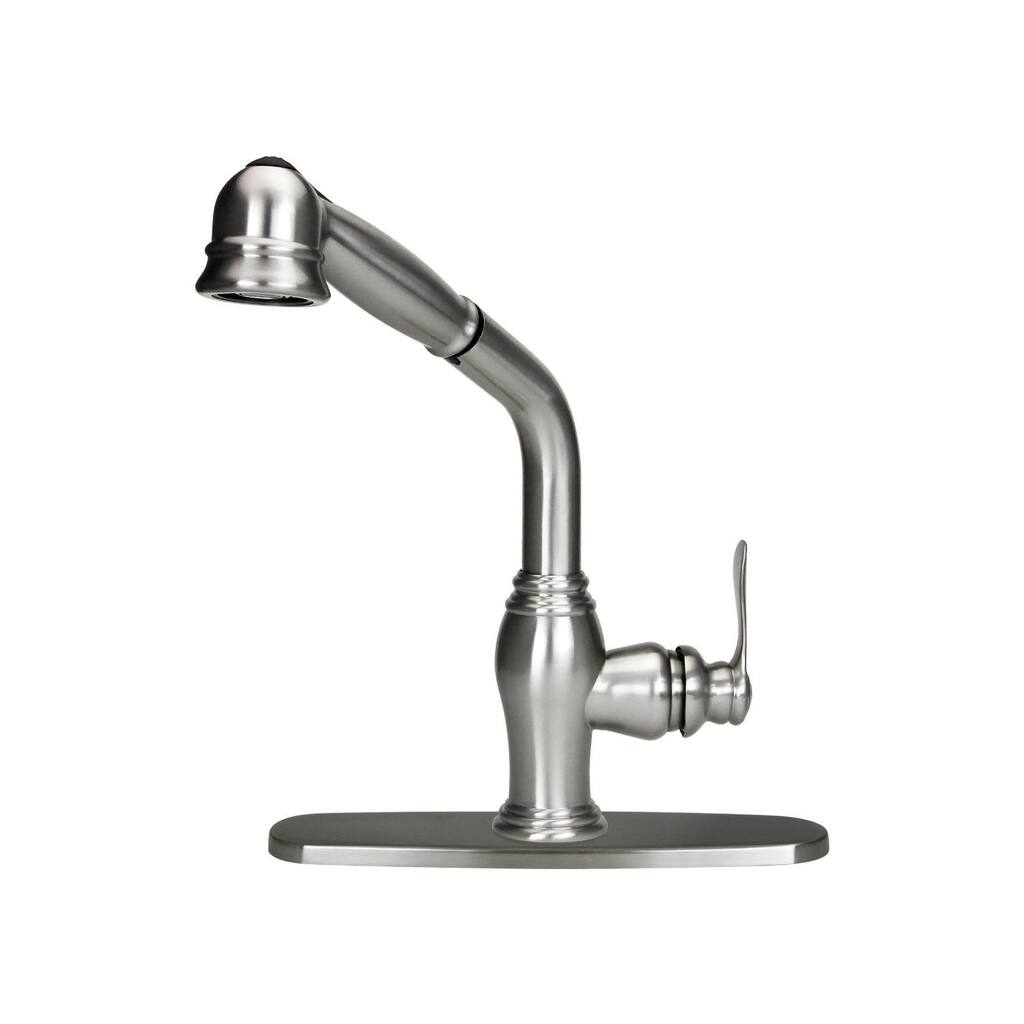Dyconn Faucet Brule CA2H19-BN Brushed Nickel Modern Pull Out Kitchen Faucet with Base