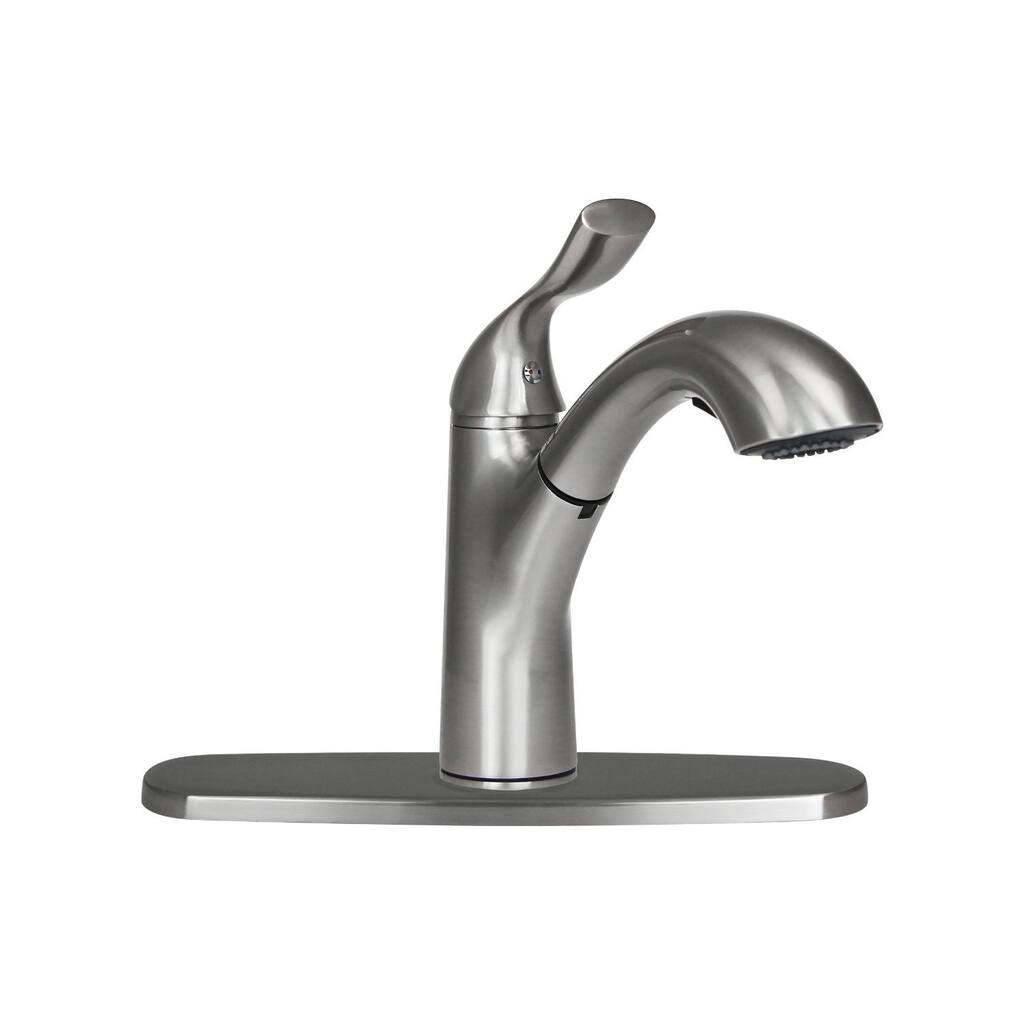 Dyconn Faucet Ruby (CA2H22-BN) Brushed Nickel Modern Pull Out Kitchen Faucet with Base