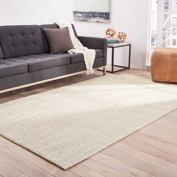Nalani Natural Solid White/ Taupe Area Rug (9' X 12')