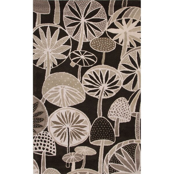 Shop Hand Tufted Floral Pattern Brown/ Ivory Wool Area Rug ...