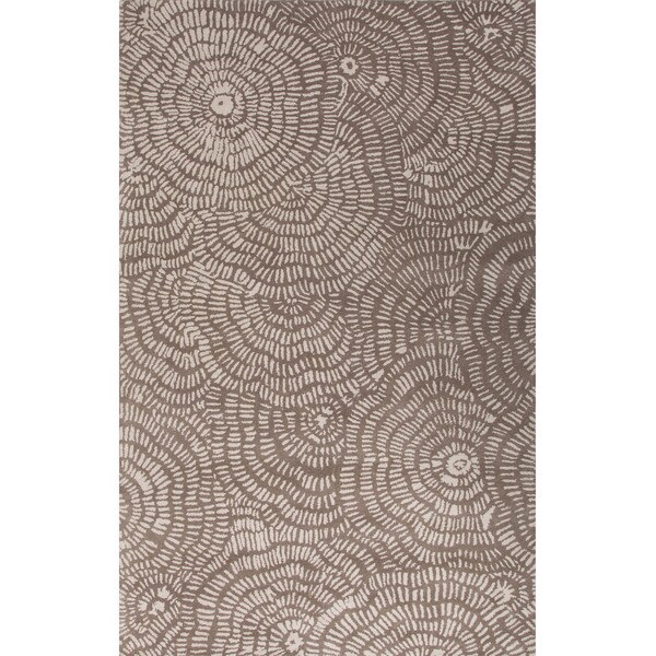 Shop Hand Tufted Floral Pattern Grey/ Ivory Wool Area Rug (5' x 8