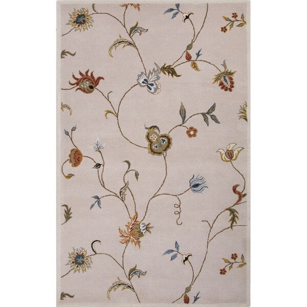 Hand Tufted Floral Pattern Ivory/ Multi Wool Area Rug (9 ...