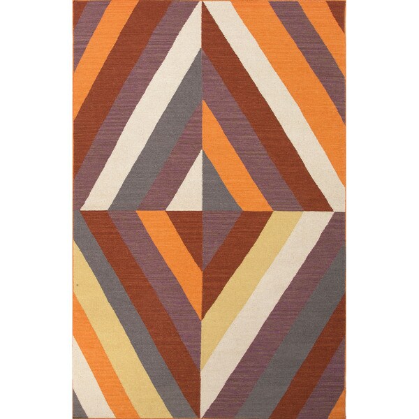 Shop Flat Weave Geometric Pattern Red/ Ivory Wool Area Rug (4' x 6