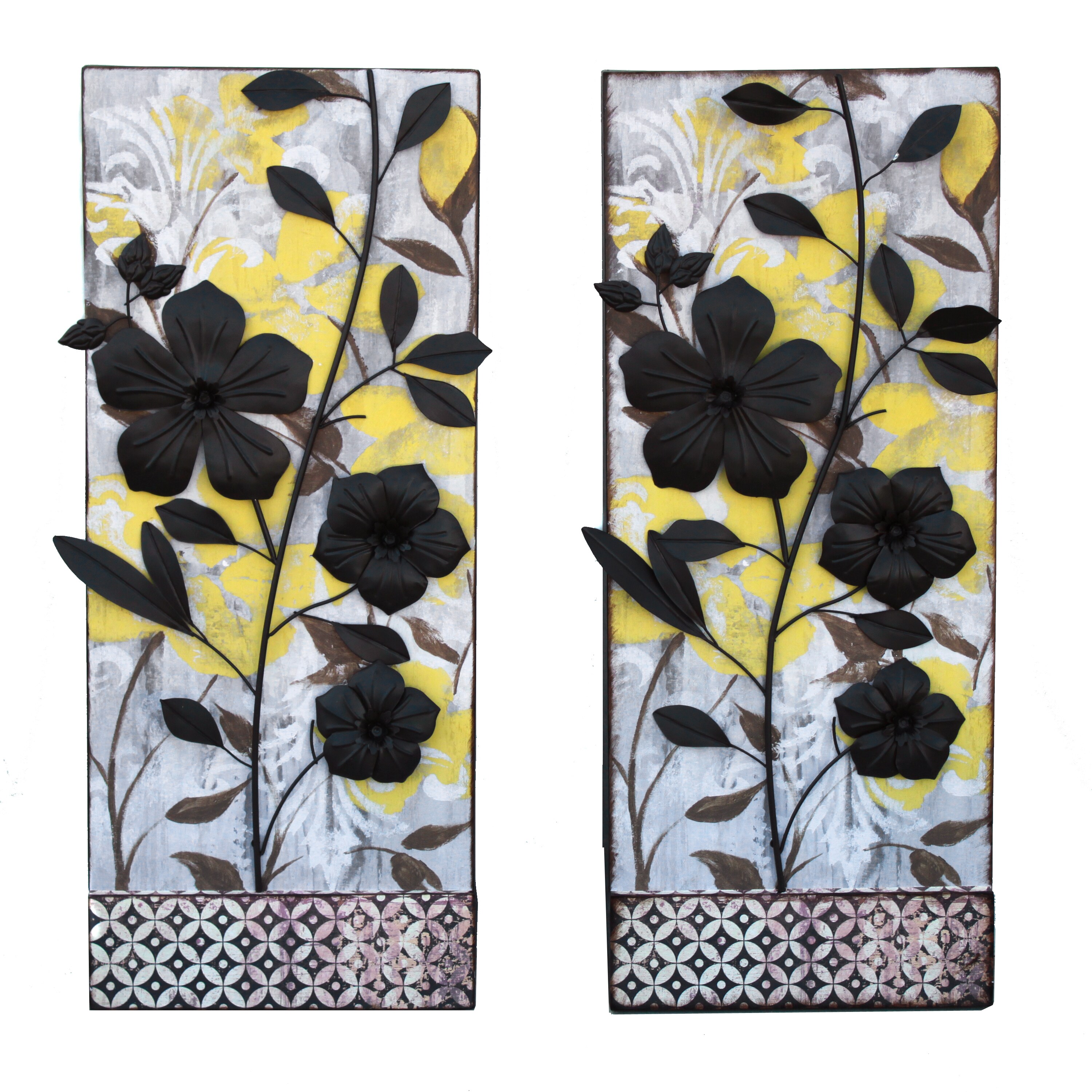 Shop Hand Crafted Colorful Flowers Metal Wall Art Free Shipping