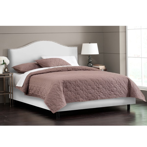 Skyline Furniture Nail Button Bed in Velvet White