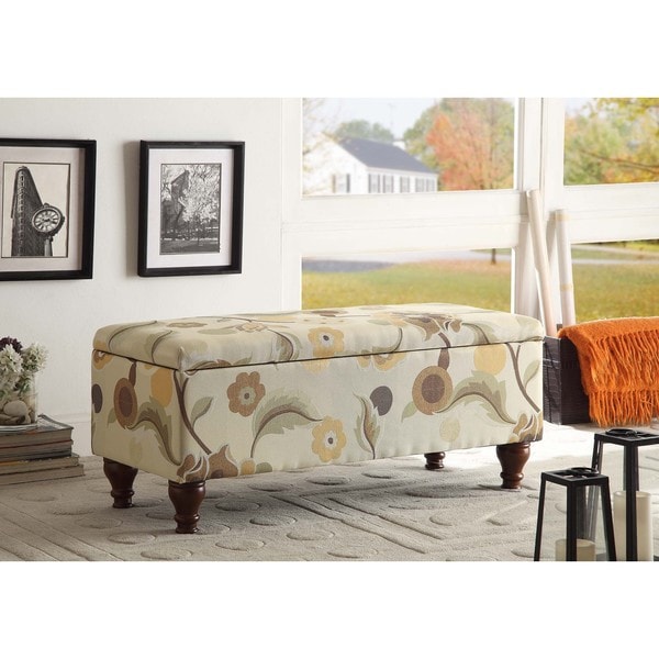 Shop Floral Upholstered Decorative Storage Bench Free Shipping Today