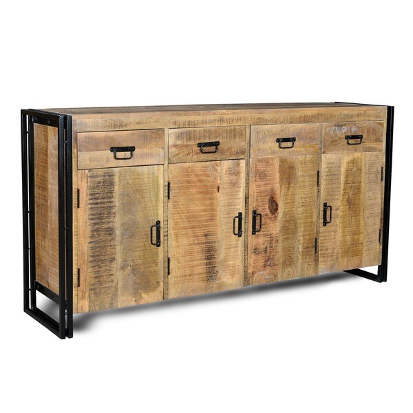 Timbergirl Handmade Industrial Reclaimed Wood and Iron Sideboard (India) - 35"H x 71"L x 18"D