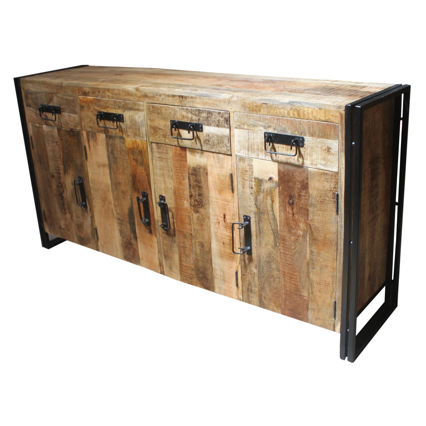 Industrial Reclaimed Wood and Iron Sideboard (India)  