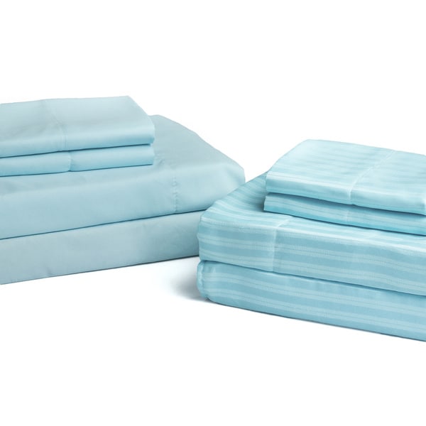 2-pack Microfiber Solid and Striped Sheet Set